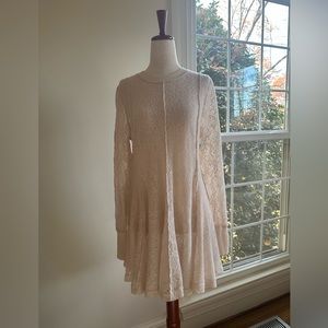 FREE PEOPLE Cream Knit Lace Dress Size S/M